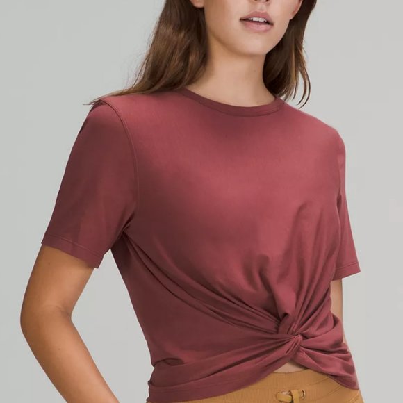 Lululemon Crescent T-Shirt SILVER BLUE GREEN PIMA Cotton Size 8 Knot - Picture 6 of 7